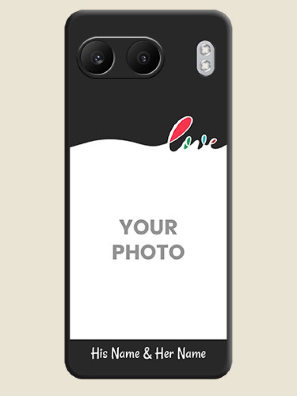 Custom Fall in Love Pattern with Picture on Photo On Space Black Custom Soft Matte Mobile Back Cover - Nord 4 5G - alternate view