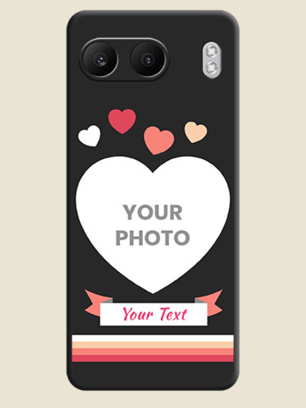 Custom Love Shaped Photo with Colorful Stripes On Space Black Custom Soft Matte Mobile Back Cover - Nord 4 5G - alternate view
