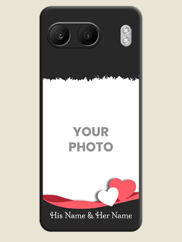 Custom Pin Color Love Shaped Ribbon Design with Text On Space Black Custom Soft Matte Mobile Back Cover - Nord 4 5G - alternate view
