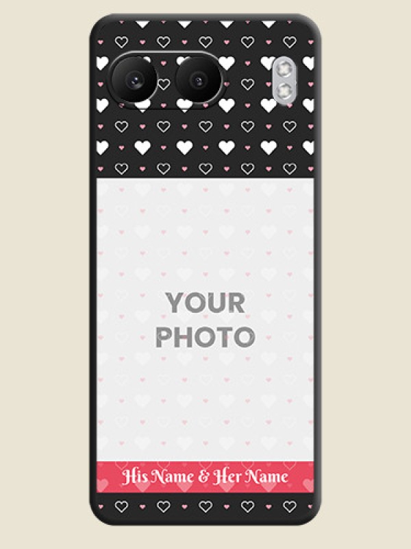 Custom White Color Love Symbols with Text Design on Photo On Space Black Custom Soft Matte Mobile Back Cover - Nord 4 5G - alternate view