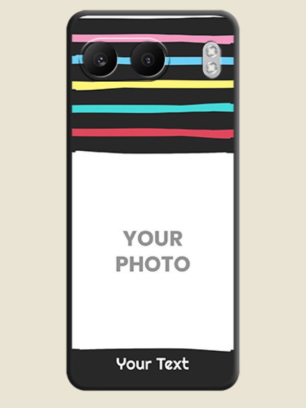Custom Multicolor Lines with Image On Space Black Custom Soft Matte Mobile Back Cover - Nord 4 5G - alternate view