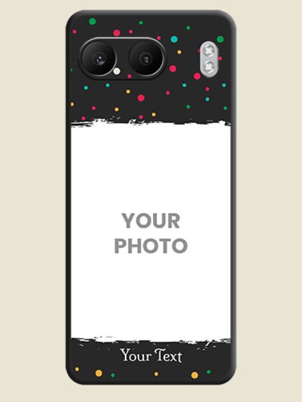 Custom Multicolor Dotted Pattern with Text On Space Black Custom Soft Matte Mobile Back Cover - Nord 4 5G - alternate view
