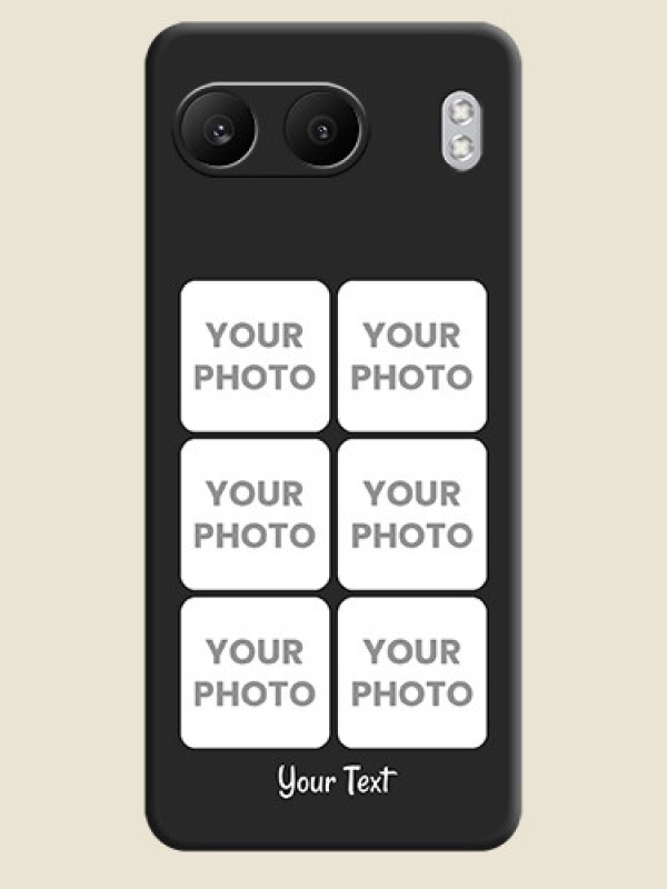 Custom Floral Art with 6 Image Holder on Photo On Space Black Custom Soft Matte Mobile Back Cover - Nord 4 5G - alternate view