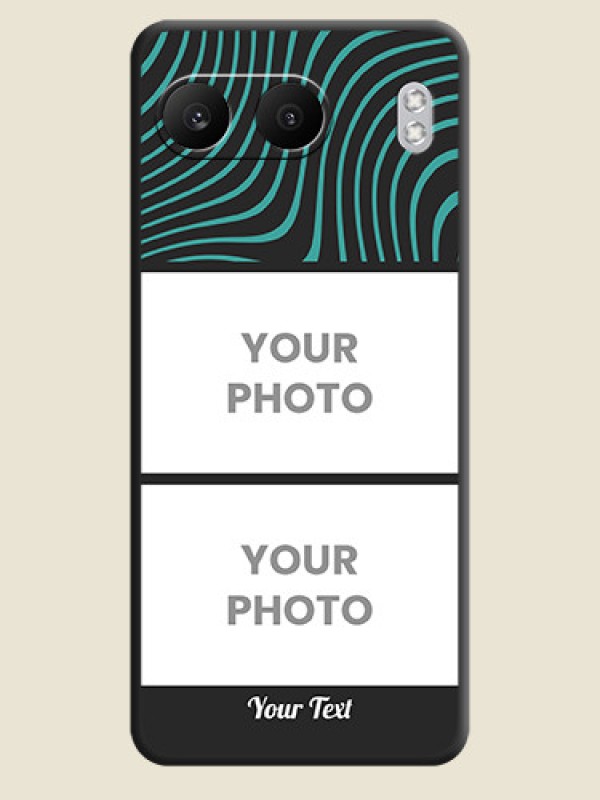 Custom Wave Pattern with 2 Image Holder On Space Black Custom Soft Matte Mobile Back Cover - Nord 4 5G - alternate view