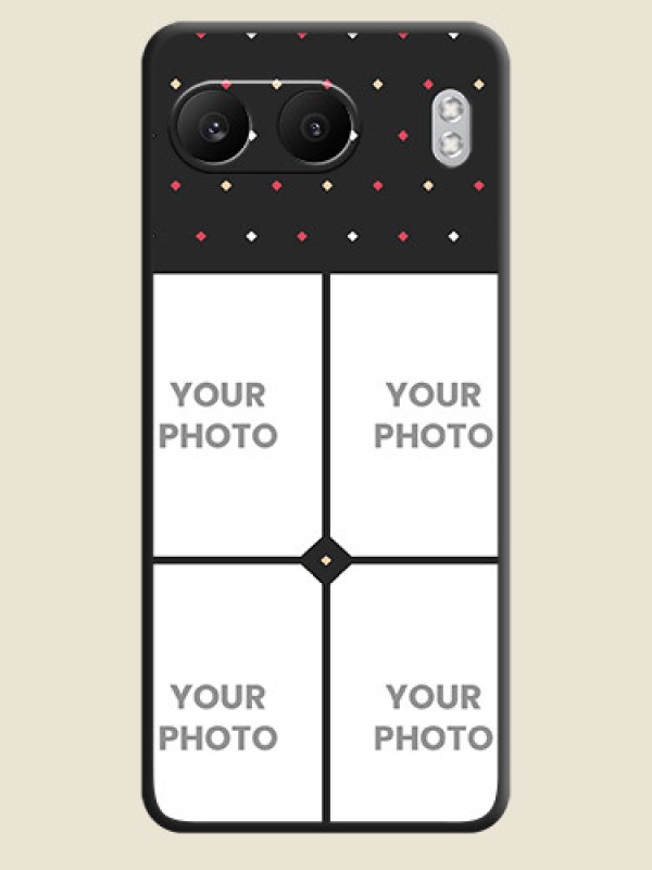 Custom Multicolor Dotted Pattern with 4 Image Holder On Space Black Custom Soft Matte Mobile Back Cover - Nord 4 5G - alternate view