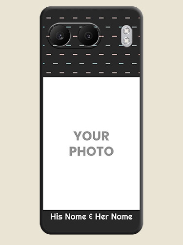 Custom Line Pattern Design with Text On Space Black Custom Soft Matte Mobile Back Cover - Nord 4 5G - alternate view