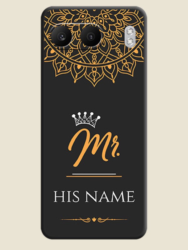Custom Mr Name with Floral Design On Space Black Custom Soft Matte Mobile Back Cover - Nord 4 5G - alternate view
