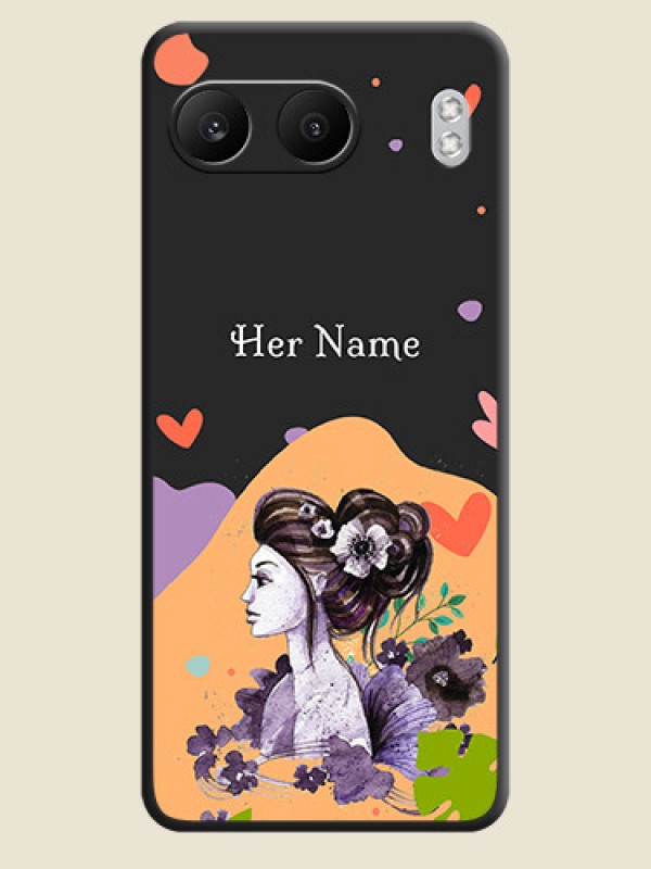 Custom Namecase For Her With Fancy Lady Image On Space Black Custom Soft Matte Mobile Back Cover - Nord 4 5G - alternate view
