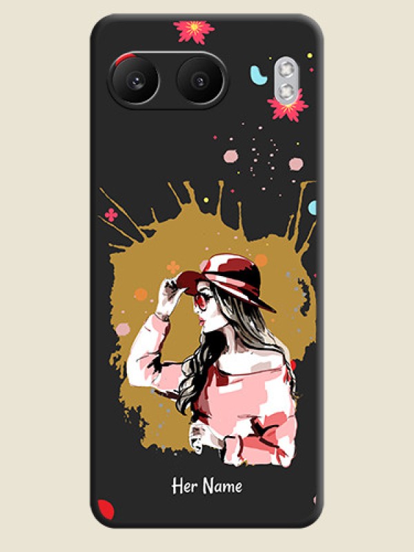 Custom Mordern Lady With Color Splash Background With Custom Text On Space Black Custom Soft Matte Mobile Back Cover - Nord 4 5G - alternate view