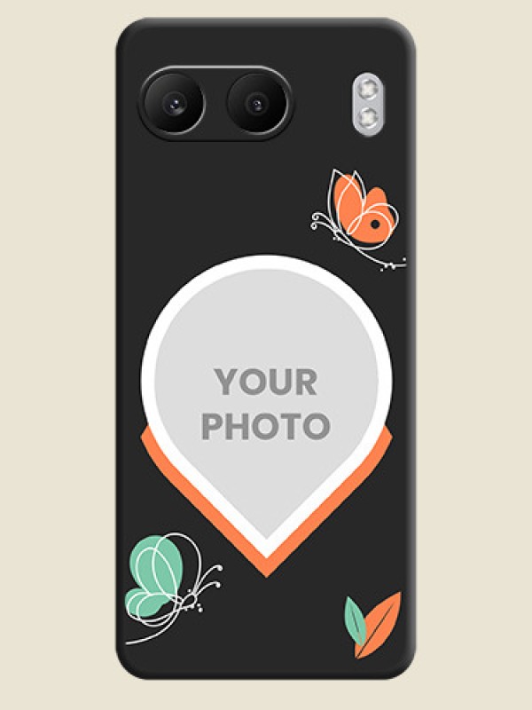 Custom Upload Pic With Simple Butterly Design On Space Black Custom Soft Matte Mobile Back Cover - Nord 4 5G - alternate view