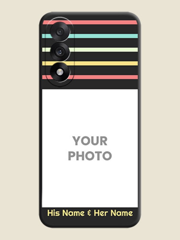 Custom Color Stripes with Photo and Text on Photo On Space Black Custom Soft Matte Mobile Back Cover - OnePlus Nord 5 5G - alternate view