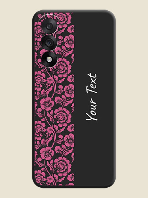 Custom Pink Floral Pattern Design With Custom Text On Space Black Custom Soft Matte Mobile Back Cover - OnePlus Nord 5 5G - alternate view