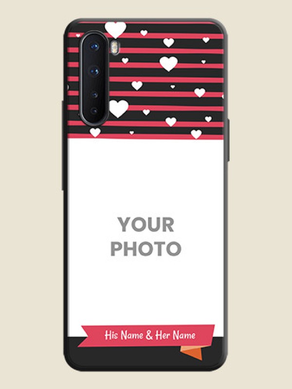 Custom White Color Love Symbols with Pink Lines Pattern on Space Black Custom Soft Matte Phone Cases - OnePlus Nord 5G - alternate view