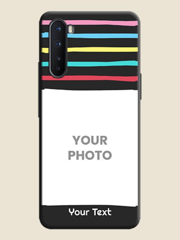 Custom Multicolor Lines with Image on Space Black Personalized Soft Matte Phone Covers - OnePlus Nord 5G - alternate view