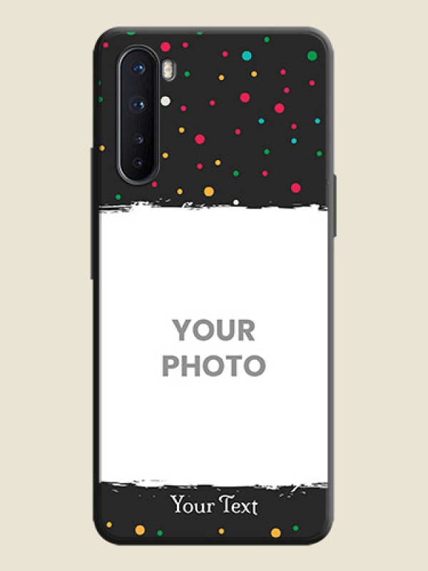 Custom Multicolor Dotted Pattern with Text on Space Black Custom Soft Matte Phone Back Cover - OnePlus Nord 5G - alternate view