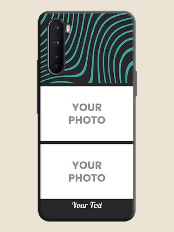 Custom Wave Pattern with 2 Image Holder on Space Black Personalized Soft Matte Phone Covers - OnePlus Nord 5G - alternate view