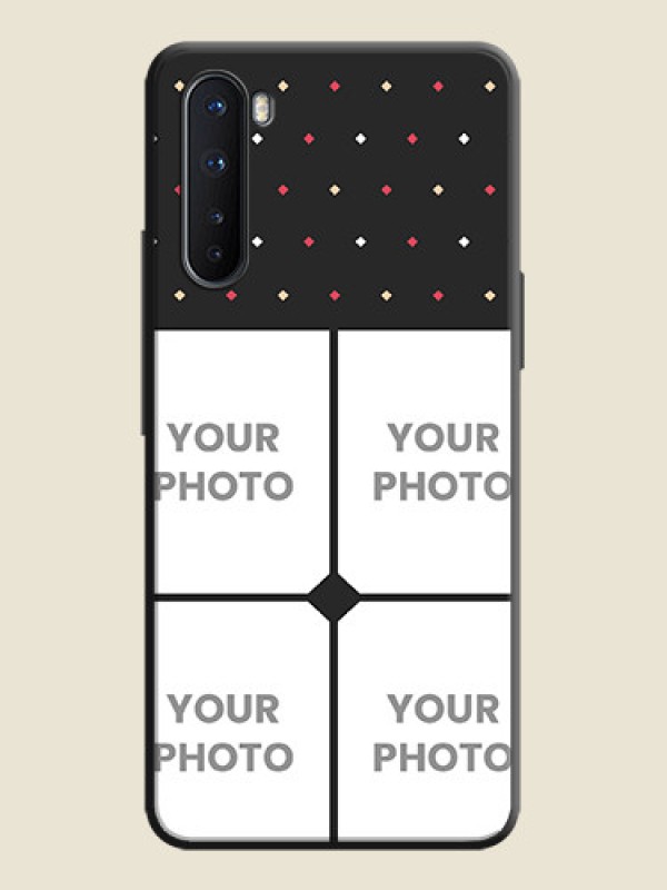 Custom Multicolor Dotted Pattern with 4 Image Holder on Space Black Custom Soft Matte Phone Cases - OnePlus Nord 5G - alternate view