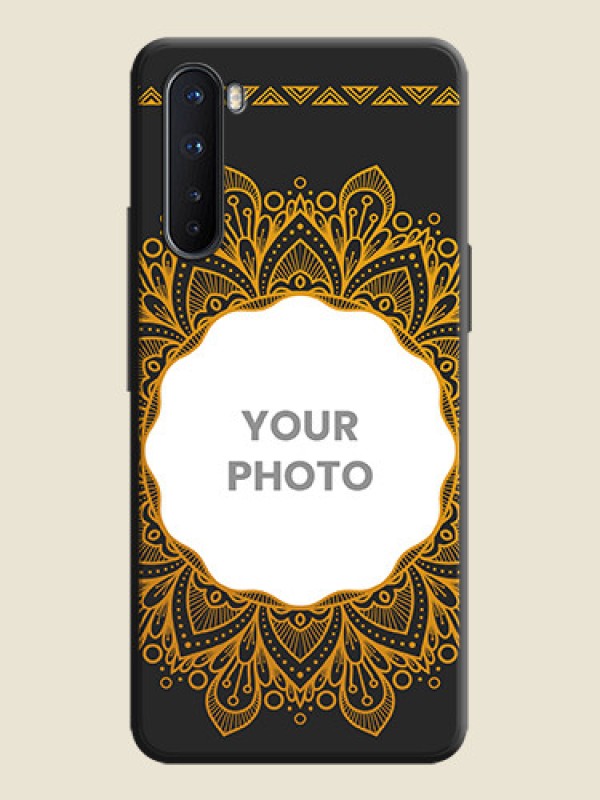 Custom Round Image with Floral Design - Photo on Space Black Soft Matte Mobile Cover - OnePlus Nord 5G - alternate view