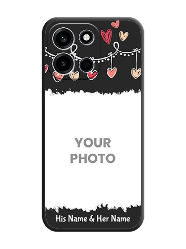 Custom Pink Love Hangings with Name On Space Black Custom Soft Matte Mobile Back Cover - OnePlus Nord 6 5G - alternate view