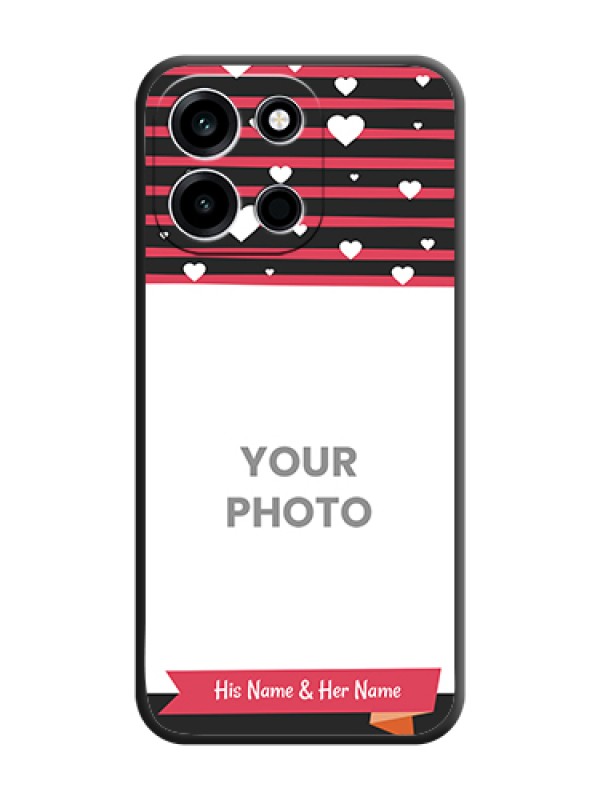 Custom White Color Love Symbols with Pink Lines Pattern On Space Black Custom Soft Matte Mobile Back Cover - OnePlus Nord 6 5G - alternate view