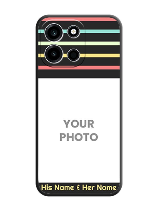 Custom Color Stripes with Photo and Text on Photo On Space Black Custom Soft Matte Mobile Back Cover - OnePlus Nord 6 5G - alternate view