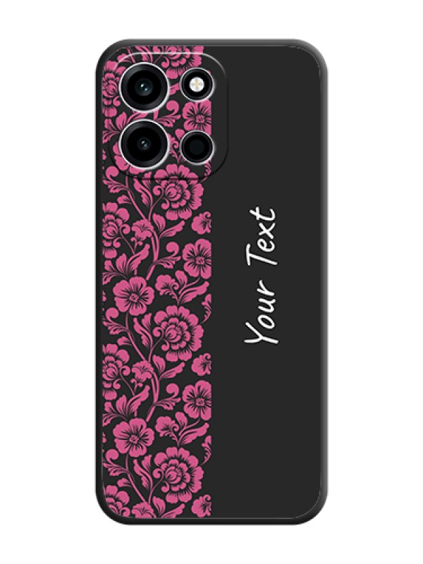 Custom Pink Floral Pattern Design With Custom Text On Space Black Custom Soft Matte Mobile Back Cover - OnePlus Nord 6 5G - alternate view