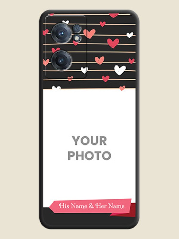 Custom Love Pattern with Name on Pink Ribbon  on Photo on Space Black Soft Matte Back Cover - OnePlus Nord CE 2 5G - alternate view