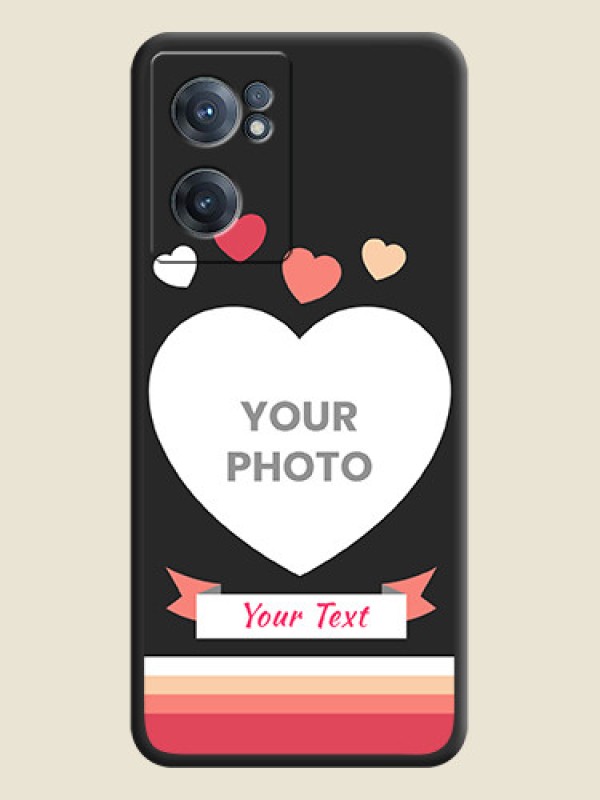 Custom Love Shaped Photo with Colorful Stripes on Personalised Space Black Soft Matte Cases - OnePlus Nord CE 2 5G - alternate view