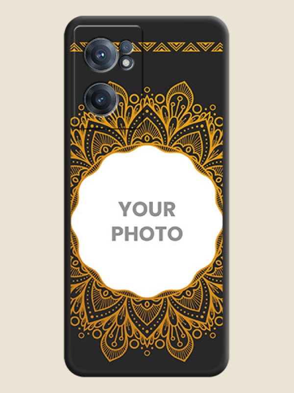 Custom Round Image with Floral Design on Photo on Space Black Soft Matte Mobile Cover - OnePlus Nord CE 2 5G - alternate view