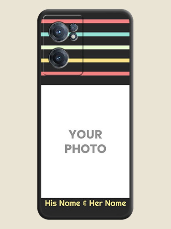 Custom Color Stripes with Photo and Text on Photo on Space Black Soft Matte Mobile Case - OnePlus Nord CE 2 5G - alternate view