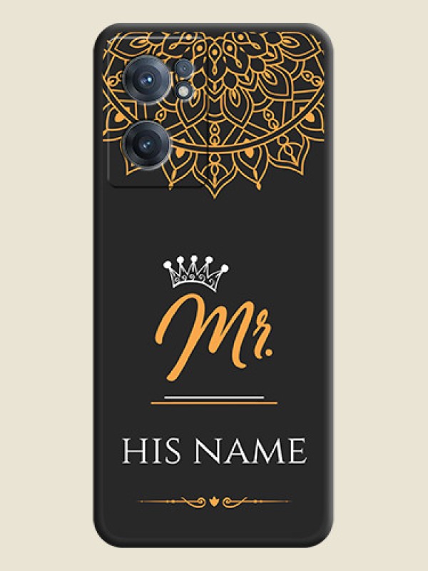 Custom Mr Name with Floral Design  on Personalised Space Black Soft Matte Cases - OnePlus Nord CE 2 5G - alternate view
