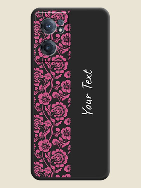 Custom Pink Floral Pattern Design With Custom Text On Space Black Personalized Soft Matte Phone Covers -Oneplus Nord Ce 2 5G - alternate view
