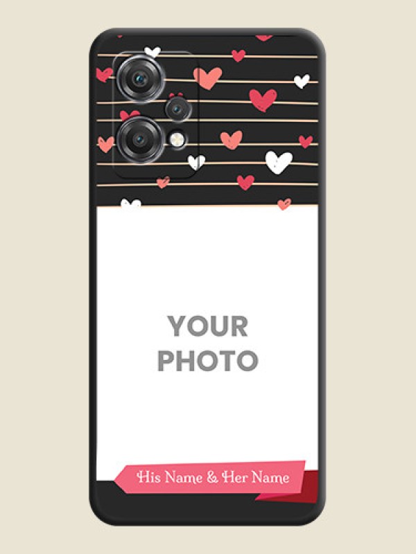 Custom Love Pattern with Name on Pink Ribbon  on Photo on Space Black Soft Matte Back Cover - OnePlus Nord CE 2 Lite 5G - alternate view