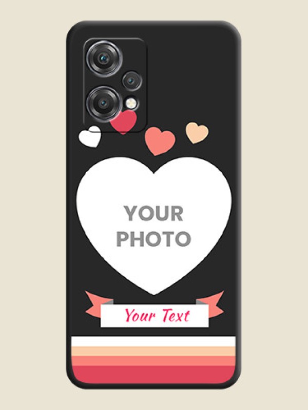 Custom Love Shaped Photo with Colorful Stripes on Personalised Space Black Soft Matte Cases - OnePlus Nord CE 2 Lite 5G - alternate view