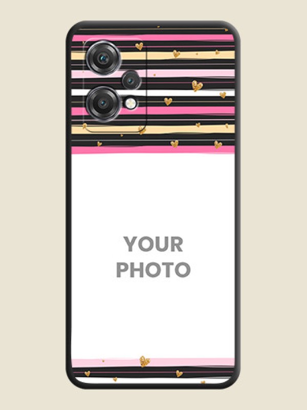 Custom Multicolor Lines and Golden Love Symbols Design on Photo on Space Black Soft Matte Mobile Cover - OnePlus Nord CE 2 Lite 5G - alternate view
