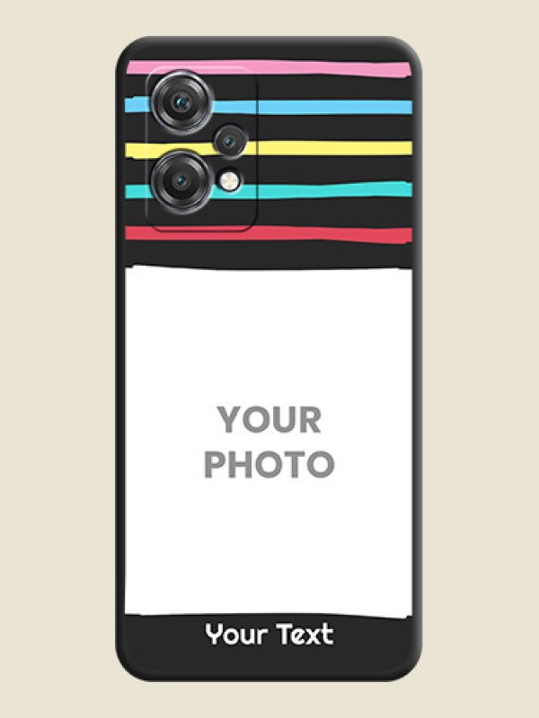 Custom Multicolor Lines with Image on Space Black Personalized Soft Matte Phone Covers - OnePlus Nord CE 2 Lite 5G - alternate view