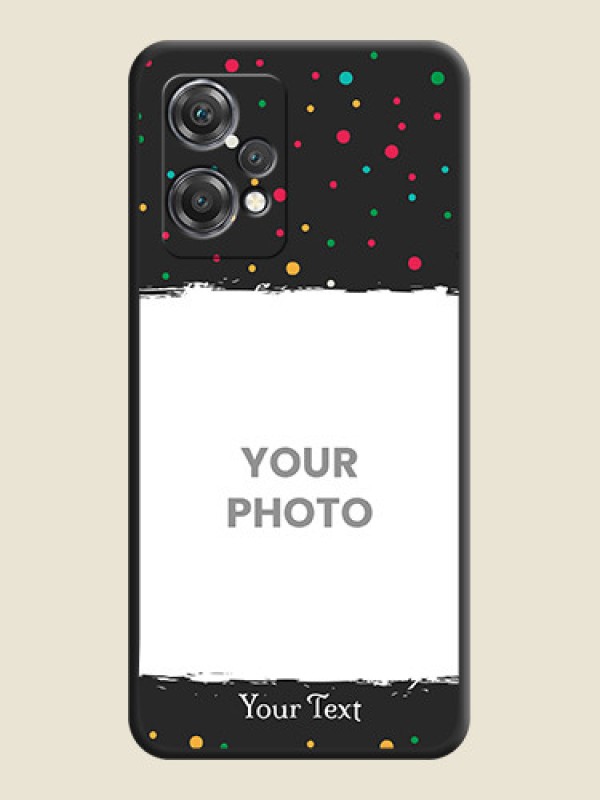Custom Multicolor Dotted Pattern with Text on Space Black Custom Soft Matte Phone Back Cover - OnePlus Nord CE 2 Lite 5G - alternate view