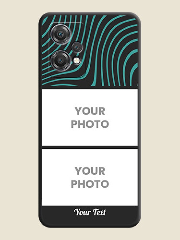 Custom Wave Pattern with 2 Image Holder on Space Black Personalized Soft Matte Phone Covers - OnePlus Nord CE 2 Lite 5G - alternate view