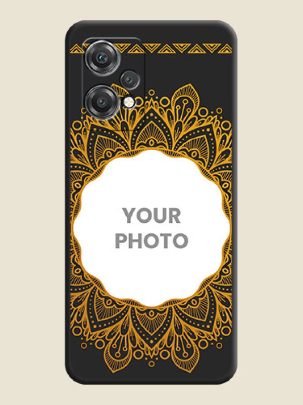 Custom Round Image with Floral Design on Photo on Space Black Soft Matte Mobile Cover - OnePlus Nord CE 2 Lite 5G - alternate view