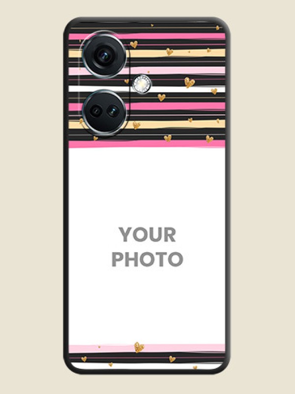 Custom Multicolor Lines and Golden Love Symbols Design - Photo on Space Black Soft Matte Mobile Cover - OnePlus Nord CE 3 5G - alternate view