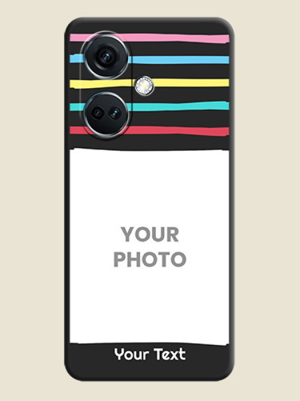 Custom Multicolor Lines with Image on Space Black Personalized Soft Matte Phone Covers - OnePlus Nord CE 3 5G - alternate view