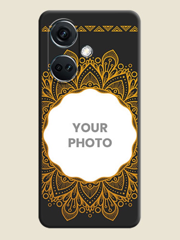 Custom Round Image with Floral Design - Photo on Space Black Soft Matte Mobile Cover - OnePlus Nord CE 3 5G - alternate view