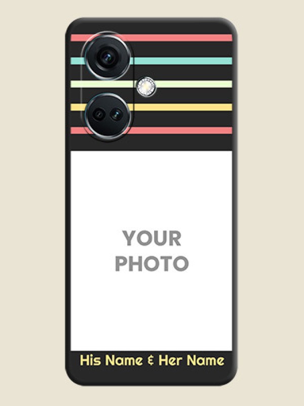 Custom Color Stripes with Photo and Text - Photo on Space Black Soft Matte Mobile Case - OnePlus Nord CE 3 5G - alternate view