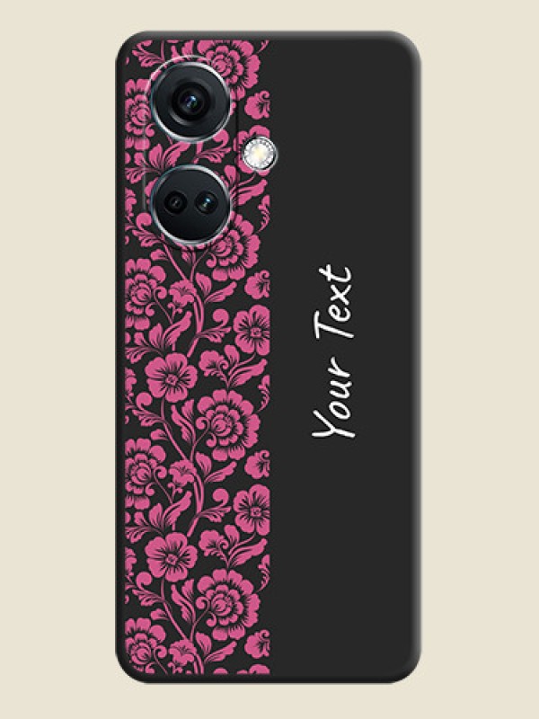 Custom Pink Floral Pattern Design With Custom Text On Space Black Personalized Soft Matte Phone Covers - OnePlus Nord CE 3 5G - alternate view