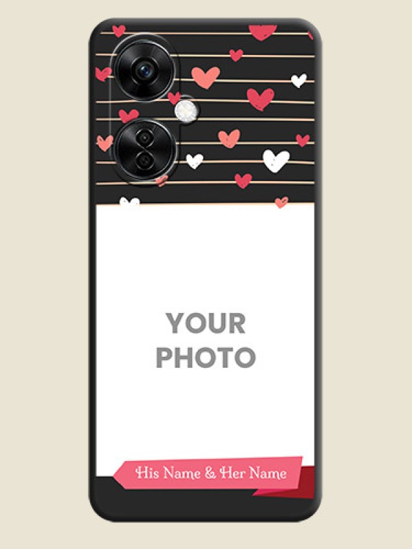 Custom Love Pattern with Name on Pink Ribbon  on Photo on Space Black Soft Matte Back Cover - Nord CE 3 Lite 5G - alternate view