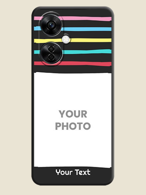 Custom Multicolor Lines with Image on Space Black Personalized Soft Matte Phone Covers - Nord CE 3 Lite 5G - alternate view