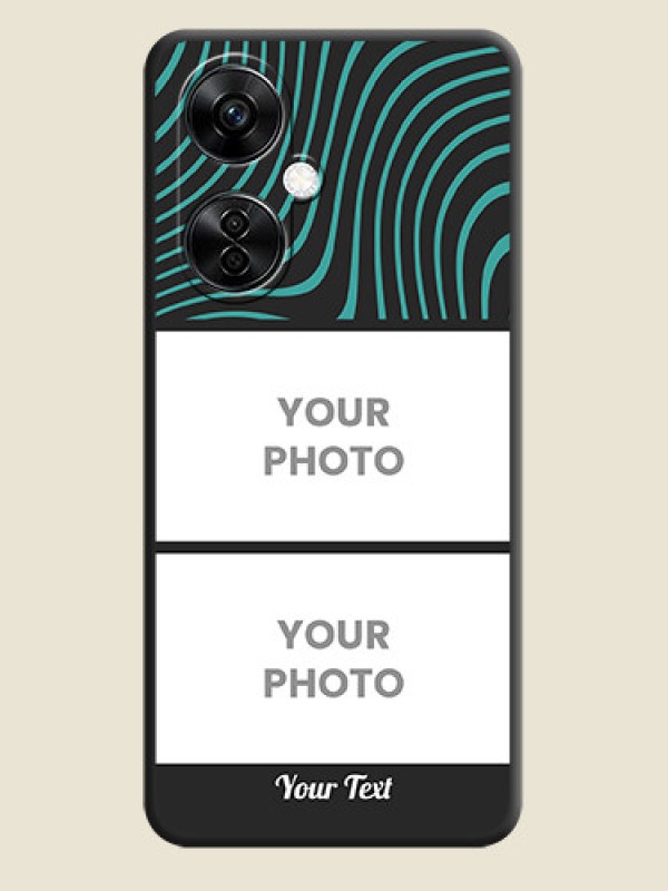 Custom Wave Pattern with 2 Image Holder on Space Black Personalized Soft Matte Phone Covers - Nord CE 3 Lite 5G - alternate view