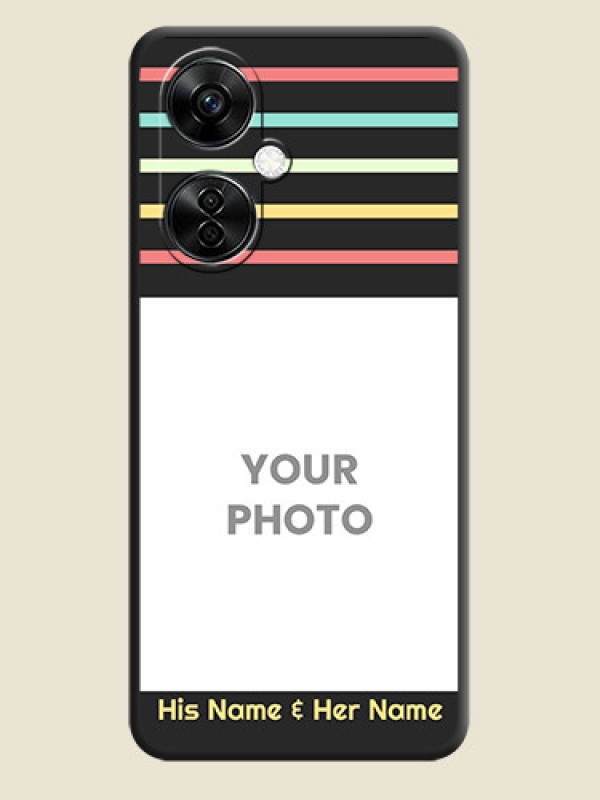 Custom Color Stripes with Photo and Text on Photo on Space Black Soft Matte Mobile Case - Nord CE 3 Lite 5G - alternate view