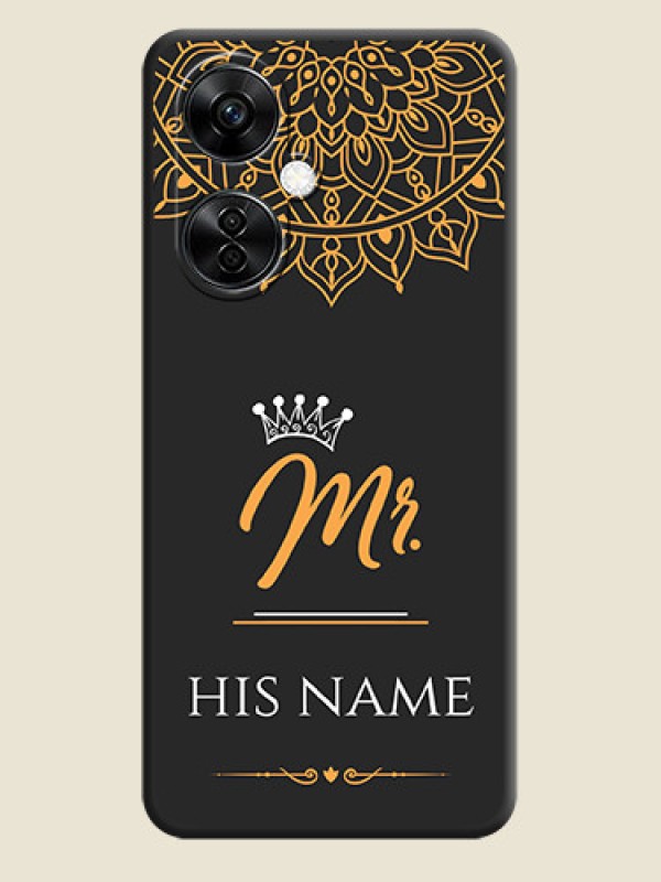 Custom Mr Name with Floral Design  on Personalised Space Black Soft Matte Cases - Nord CE 3 Lite 5G - alternate view