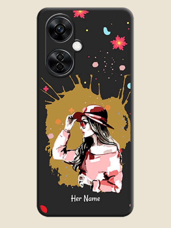 Custom Mordern Lady With Color Splash Background With Custom Text On Space Black Personalized Soft Matte Phone Covers -Oneplus Nord Ce 3 Lite 5G - alternate view